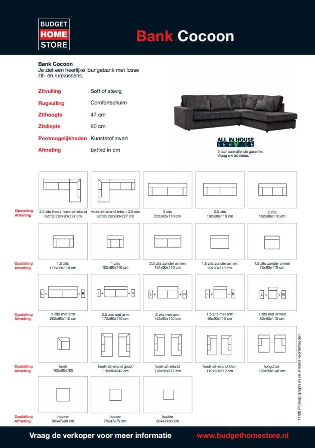 Hoekbank Cocoon Adore Antraciet Links - 6