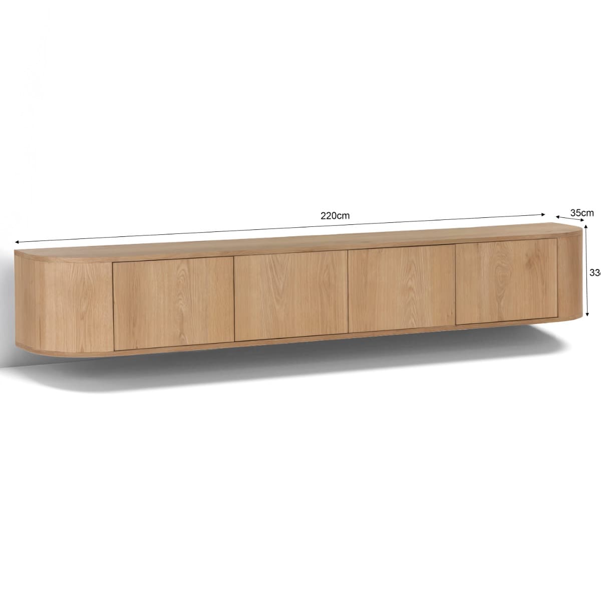 Tv-Meubel Novy Zwevend 220 cm Naturel - 4
