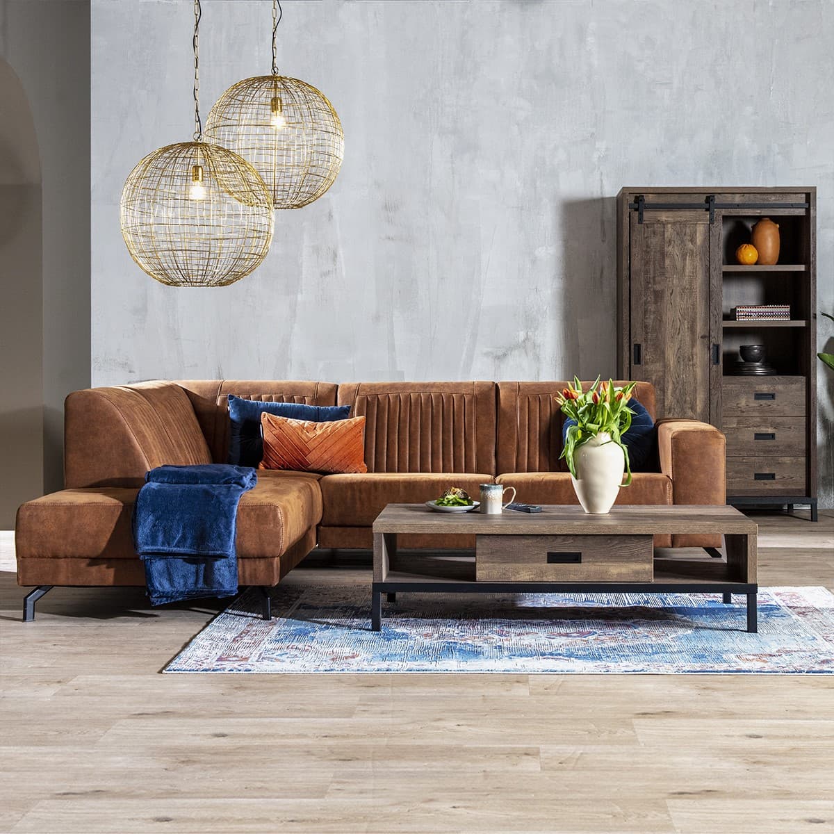 Hoekbank Elia Cognac Links - 1