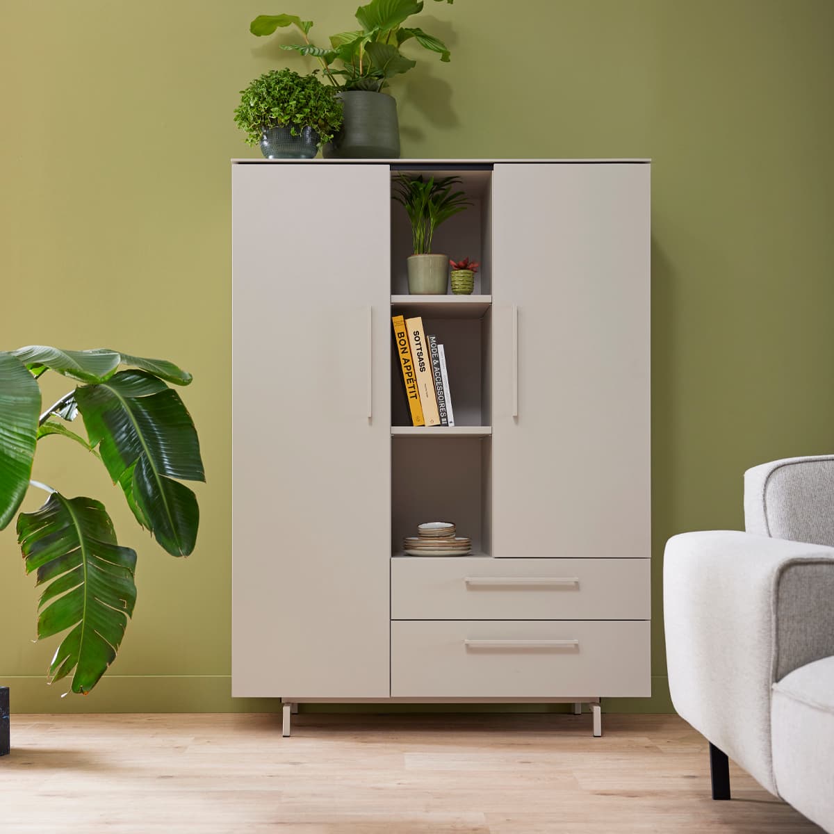 Wandkast Senna 2 deurs, 3 laden, 3 vakken - 2