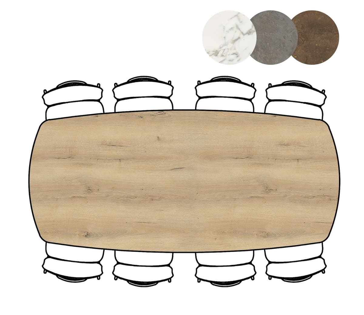 Tafel ovaal 110x240cm Masura Eiken - 3