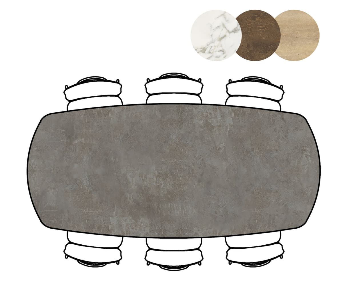 Bartafel ovaal 110x240 Masura Antraciet - 2