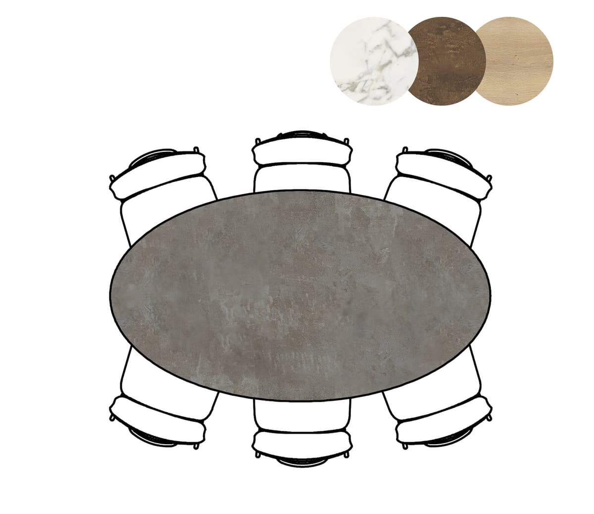 Tafel ellips 100x180cm Masura Antraciet - 3