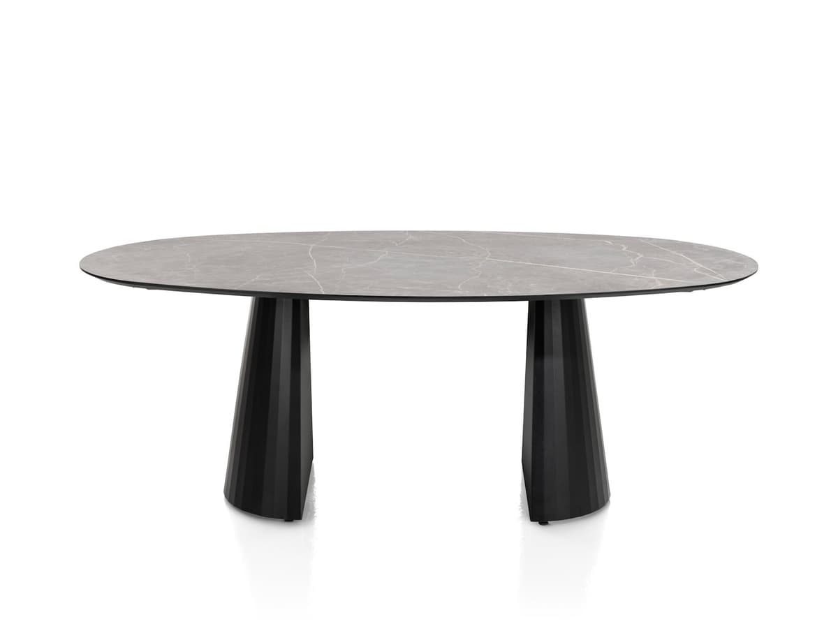 Tafel 210x120cm ellips Arabax Lichtgrijs - 1