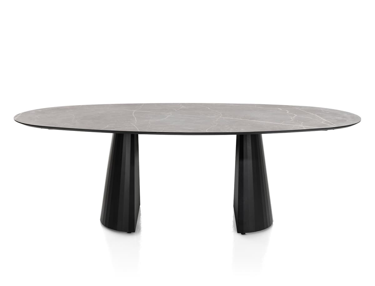 Tafel 240x120 ellips Arabax Lichtgrijs - 1