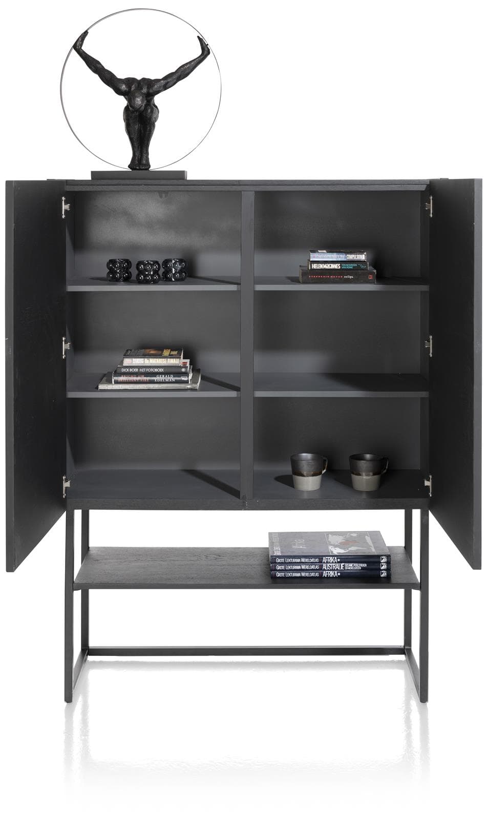 Highboard 120cm 2d Carving castle black - 3