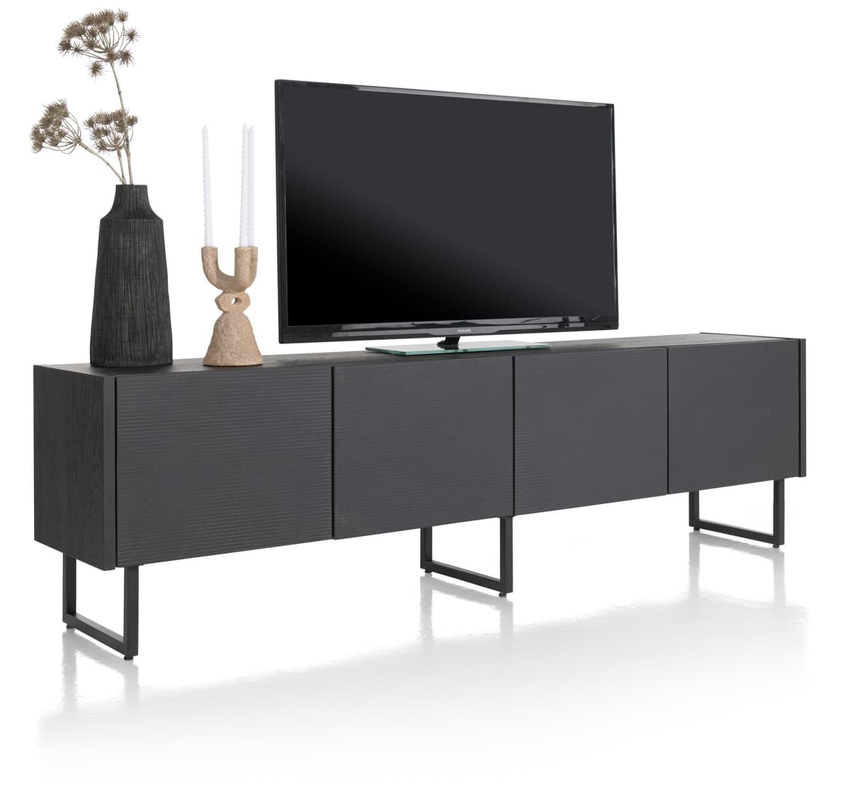 Lowboard 210cm 4d Carving castle black - 2