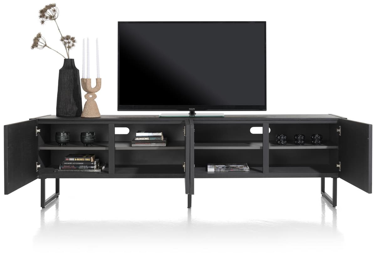 Lowboard 210cm 4d Carving castle black - 3